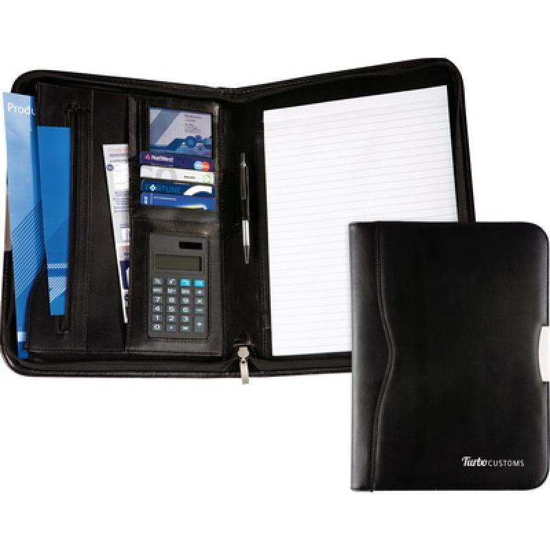 Image of Balmoral Bonded Leather Zipped A4 Folder with Calculator